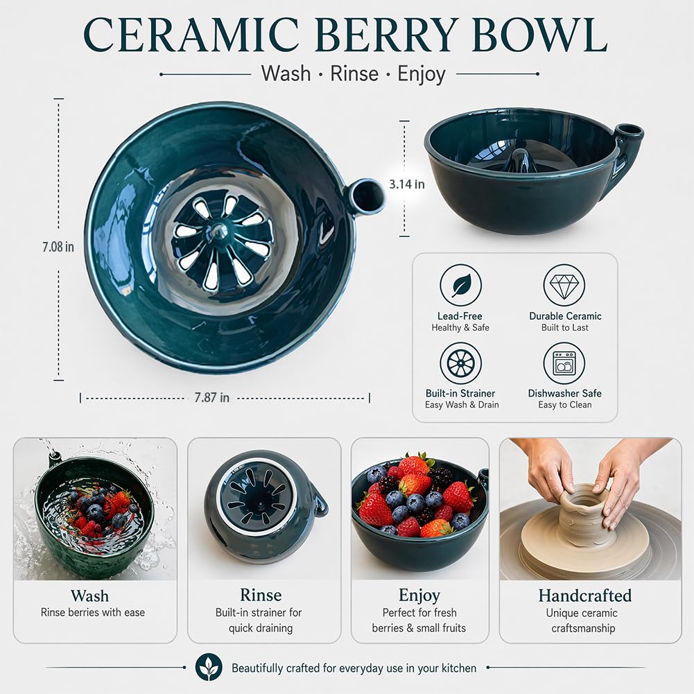 360 degree swirl rinse feature demonstrated on berries and herbs