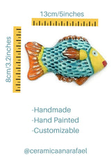 Small multicolor handmade ceramic fish wall hanging