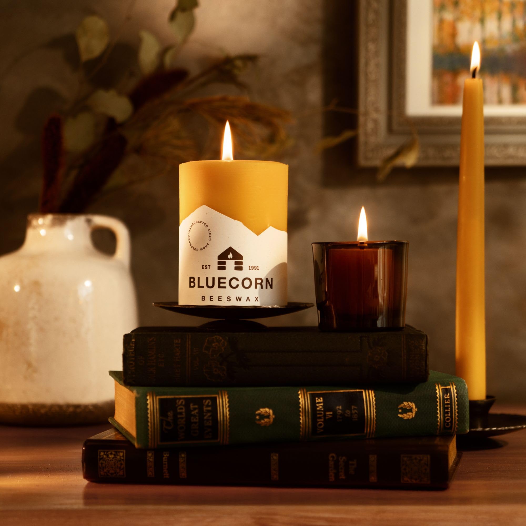 American made beeswax votives by Bluecorn for fragrance free use
