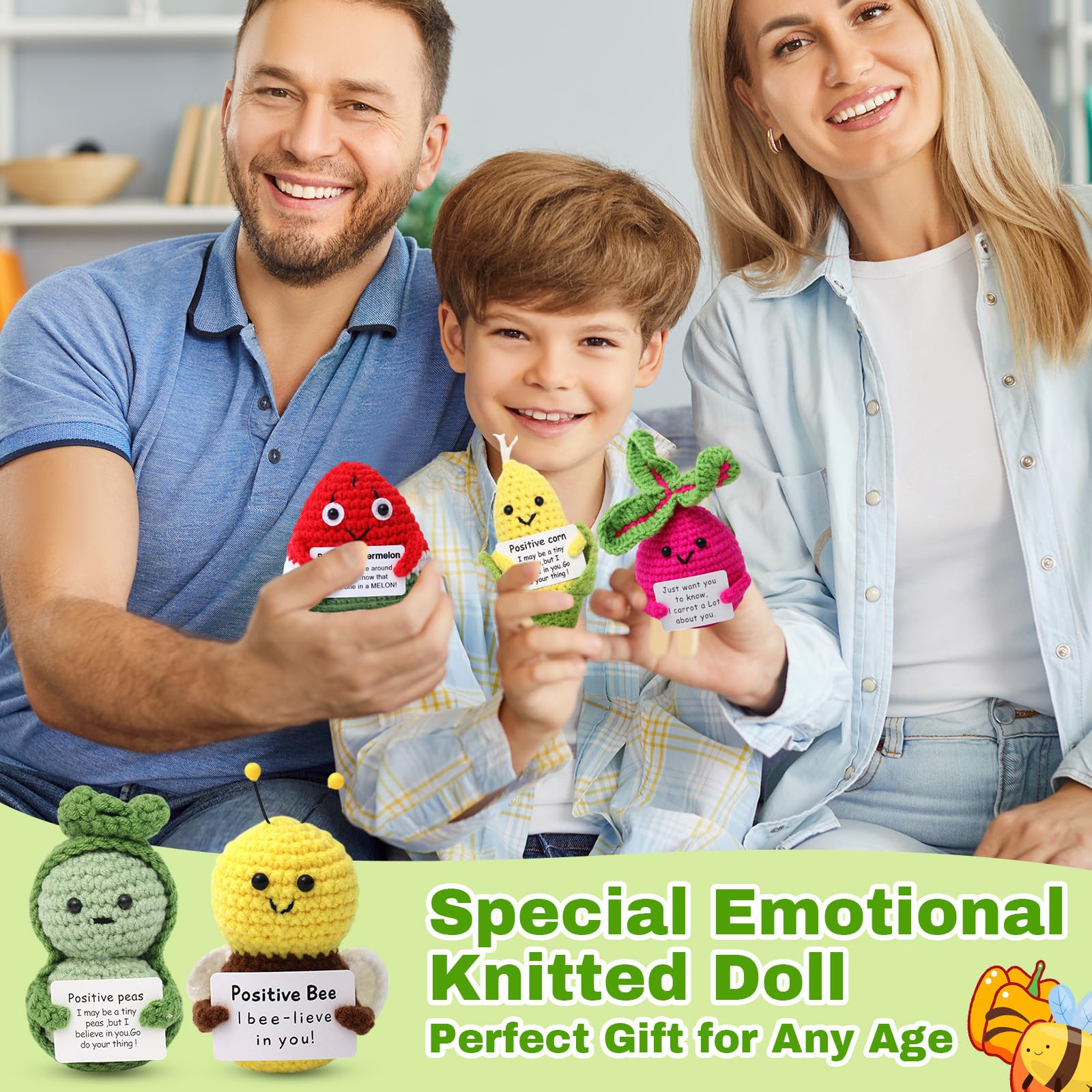 Vibrant multi-color crochet animals for display