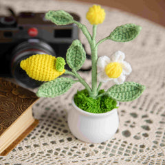 Table decoration crochet lemon tree in a pot