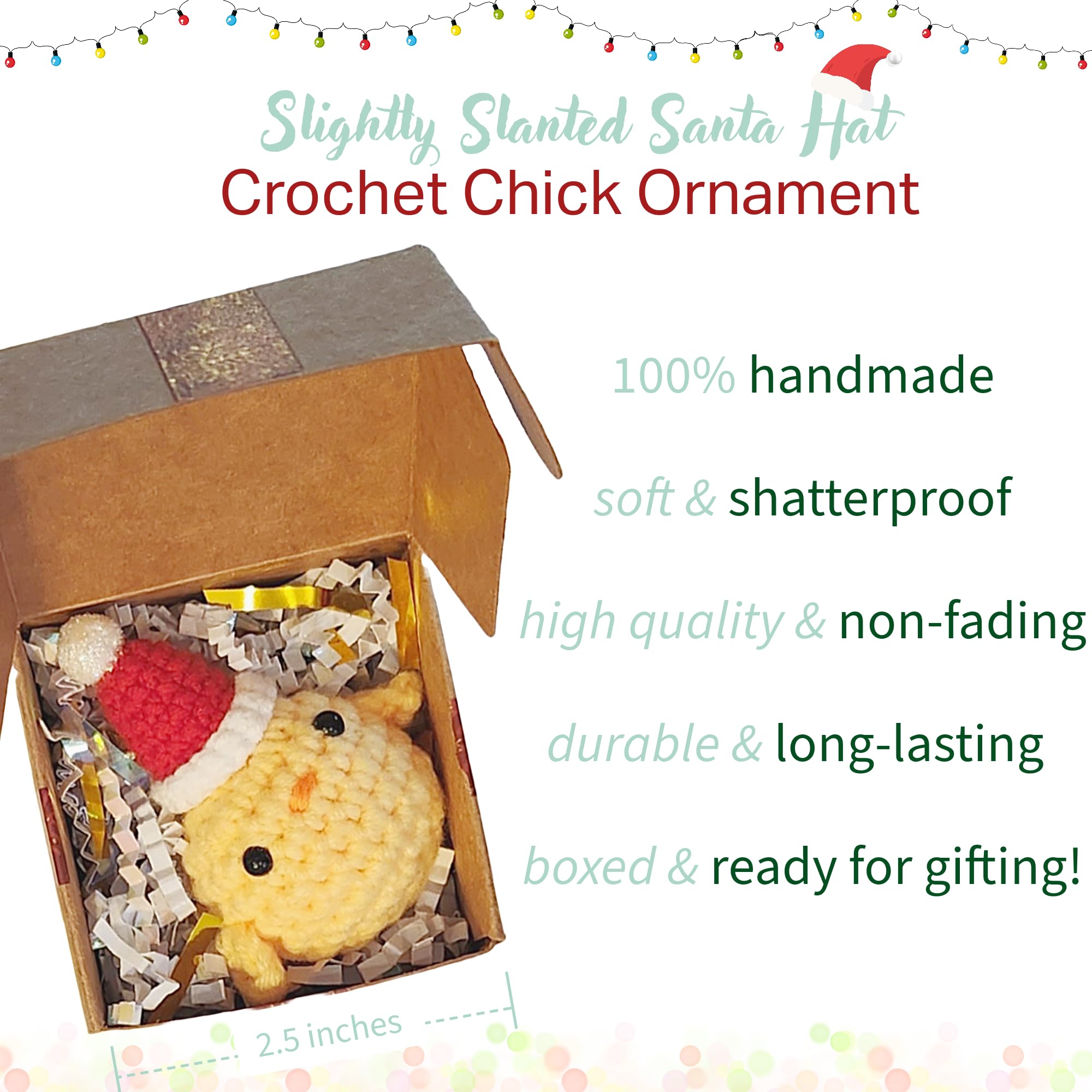 handmade crochet Santa Chick ornament made from cotton yarn