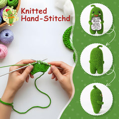 Handmade crochet pickle compact size on desk