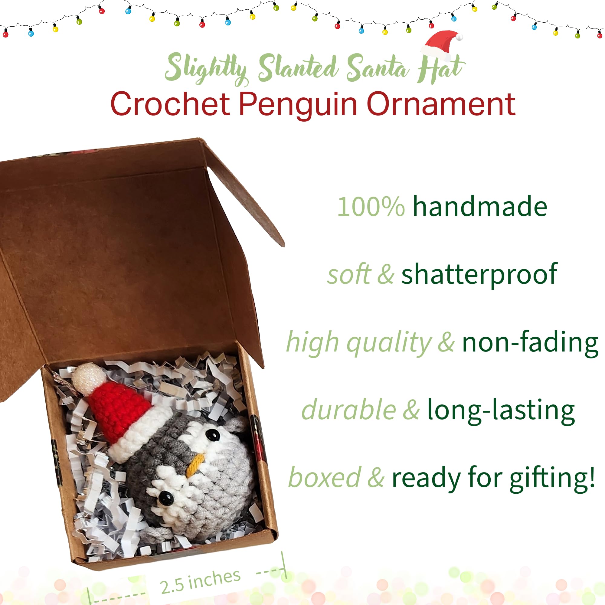 Handmade crochet Santa Penguin from cotton yarn