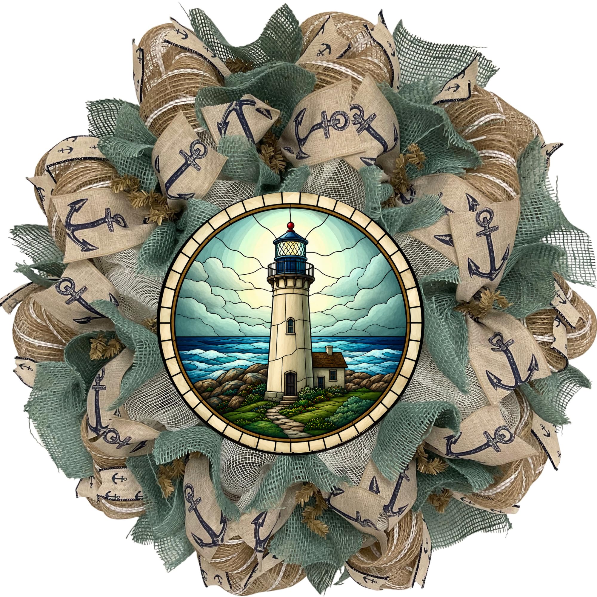 Handmade deco mesh wreath exterior display