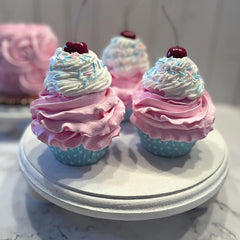 Approx 3.5 wide by 5 tall fake cupcakes set of 3