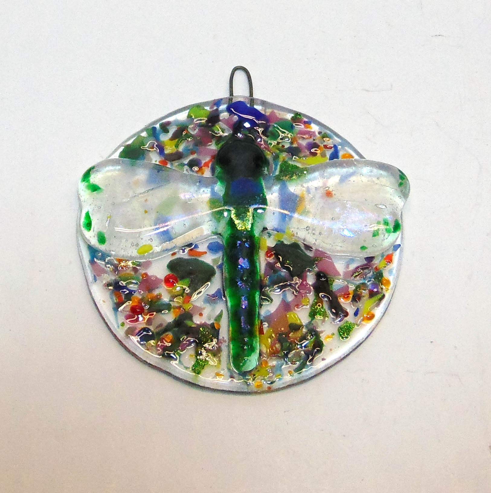 Dragonfly glass art with confetti accents image