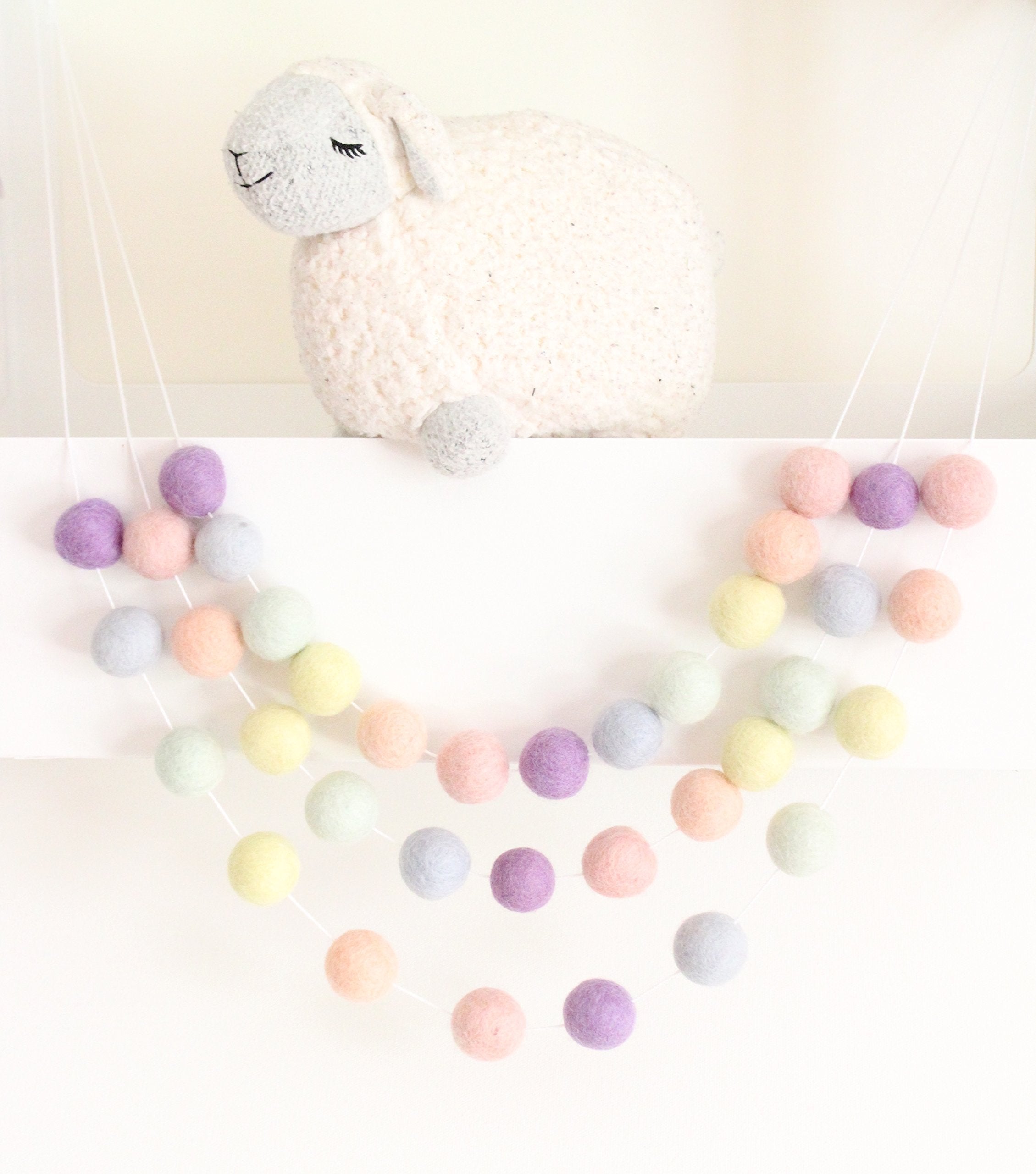 7 feet long garland with felt balls for decor