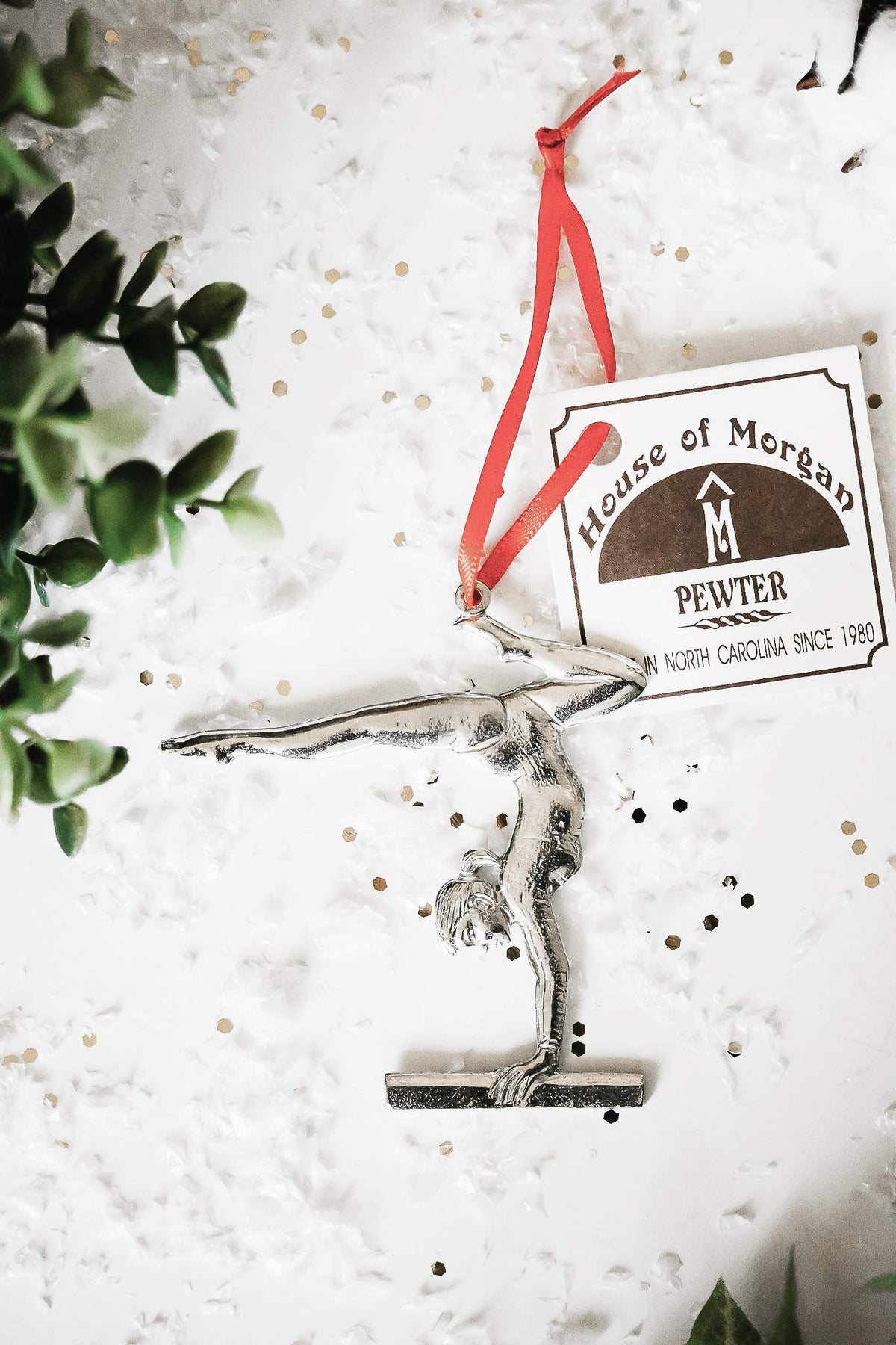 Handmade female gymnast gift balance beam ornament for Christmas tree
