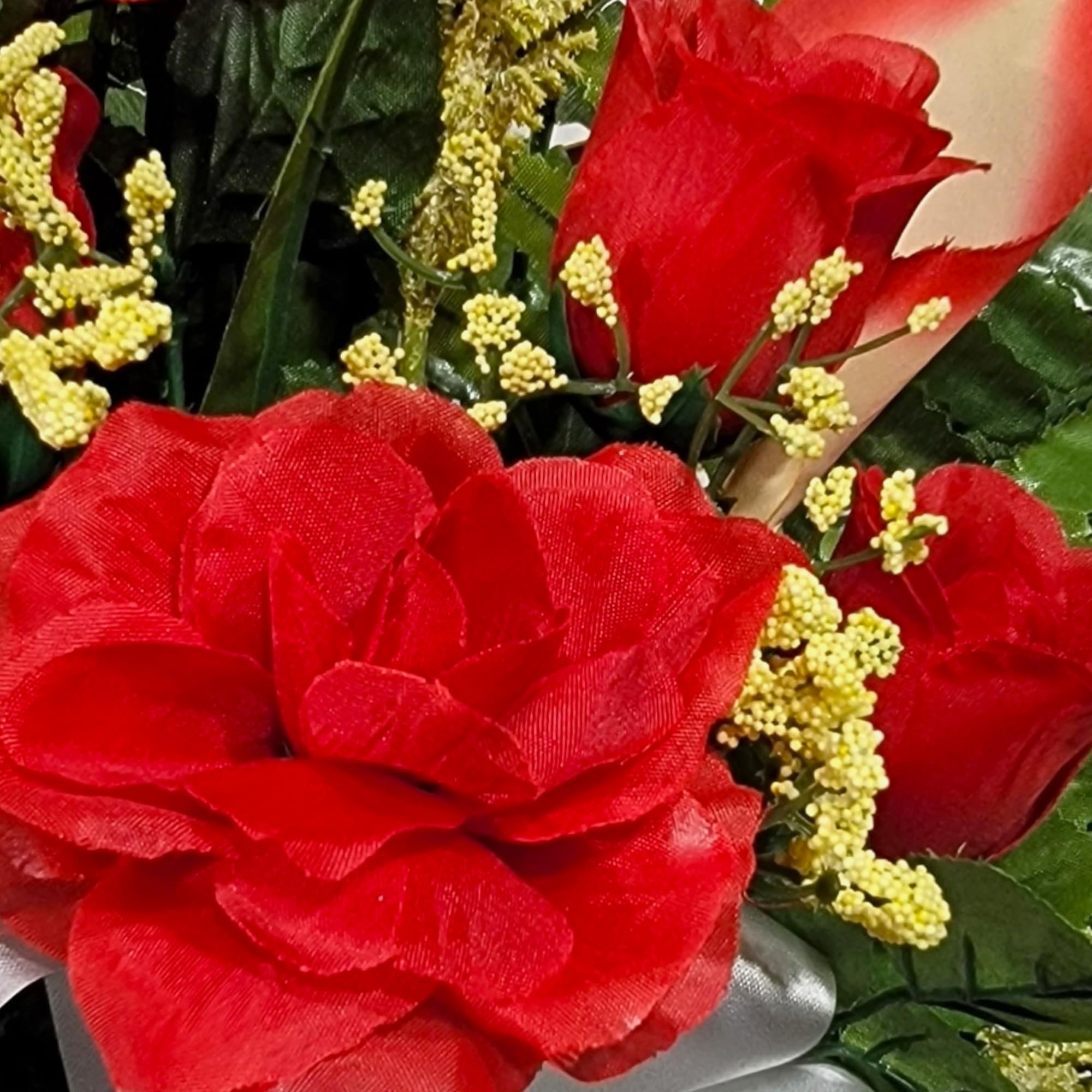 Handmade artificial funeral flowers by a small business