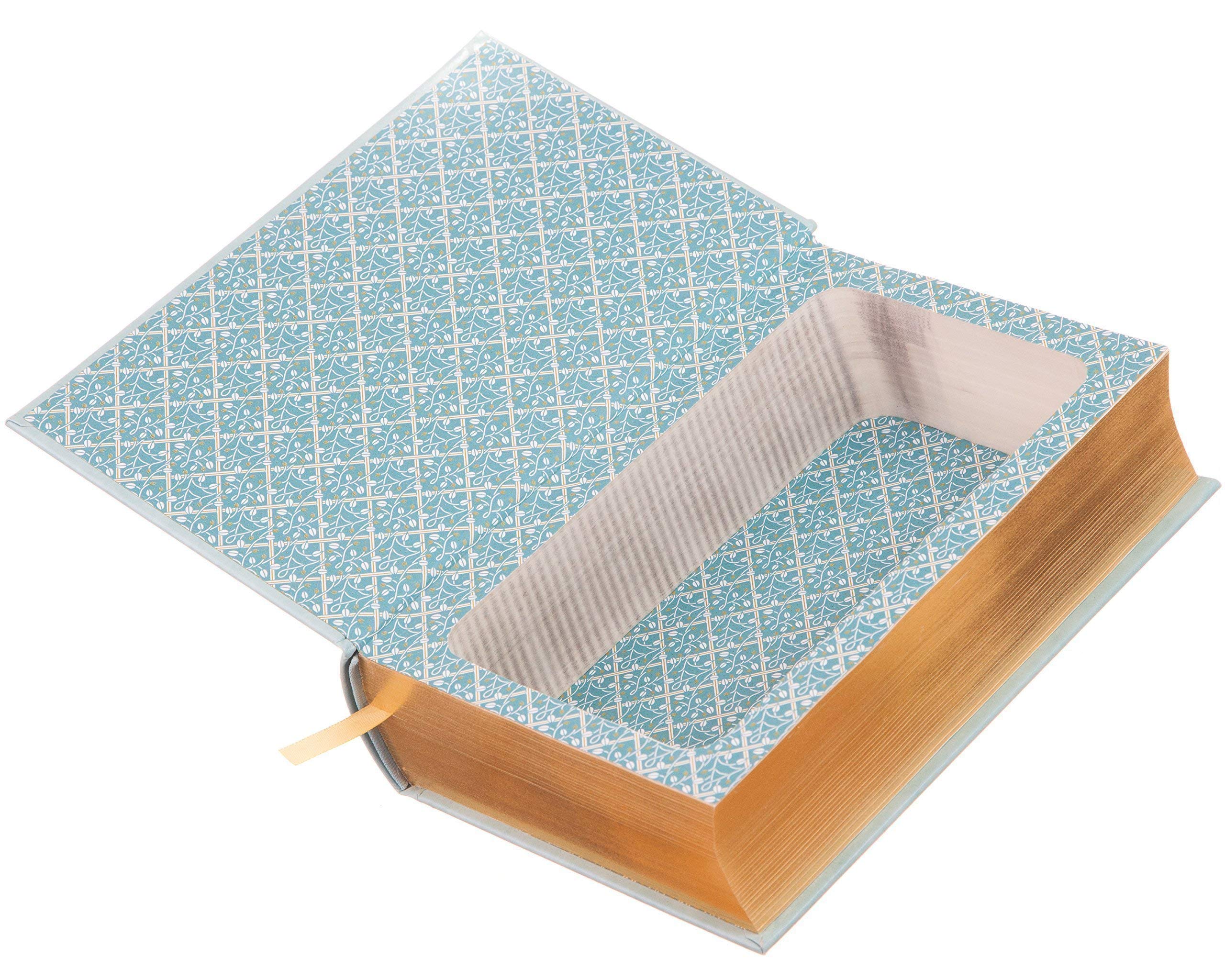 Handmade in USA hollow book with endpapers and ribbon bookmark