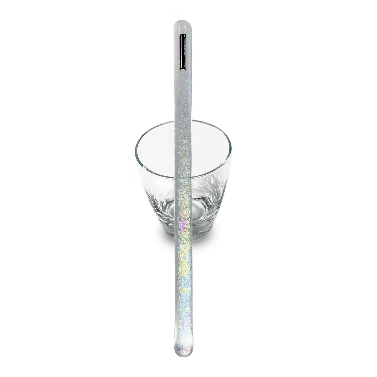 Handmade iridescent glass swizzle stick 10.5 inch length