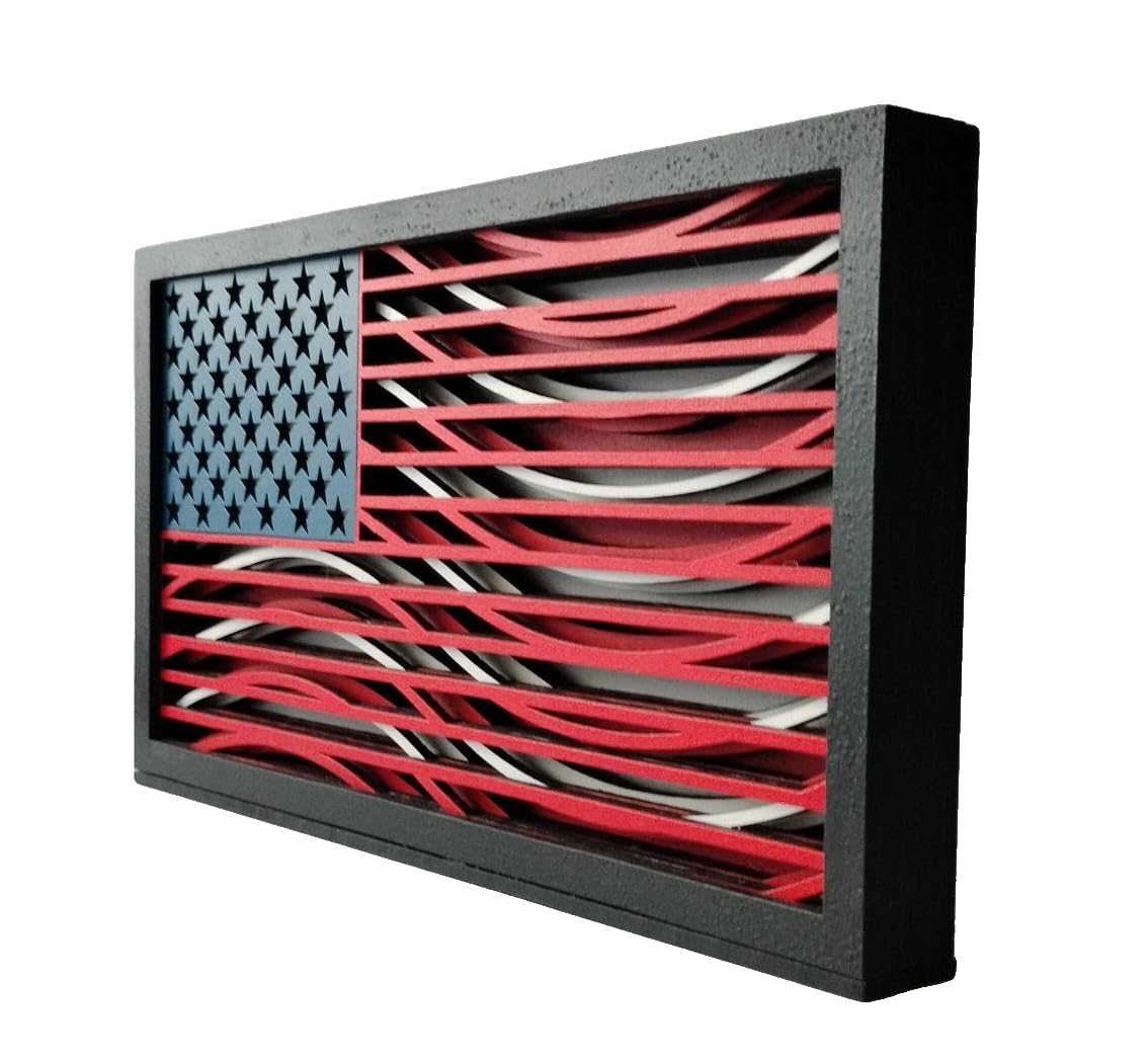Handmade Layered Mini Waving American Flag AMF2002 on desk