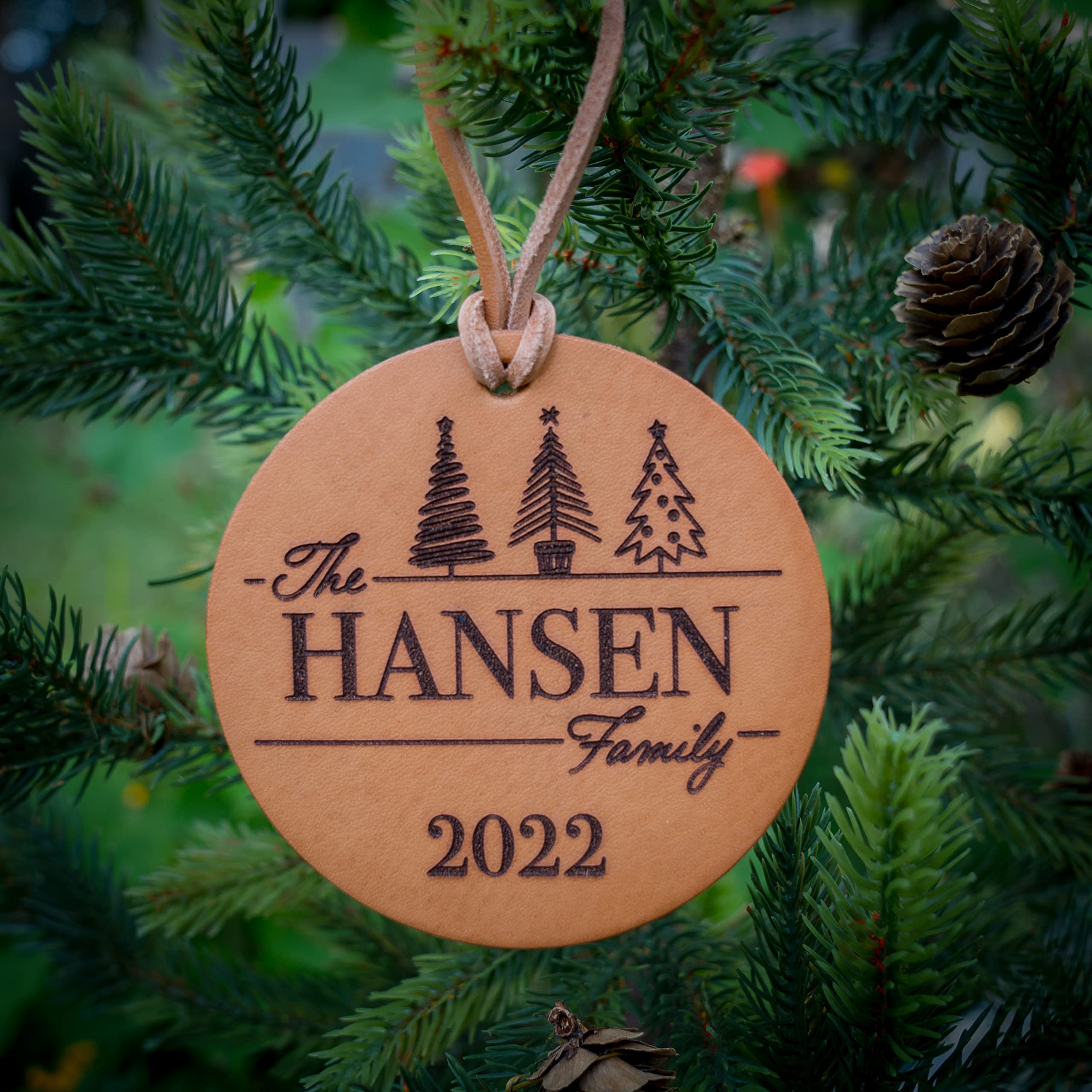 Personalized Christmas Ornament leather ornament alt text