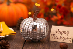 Handmade mosaic pumpkin with a lightweight styrofoam core image