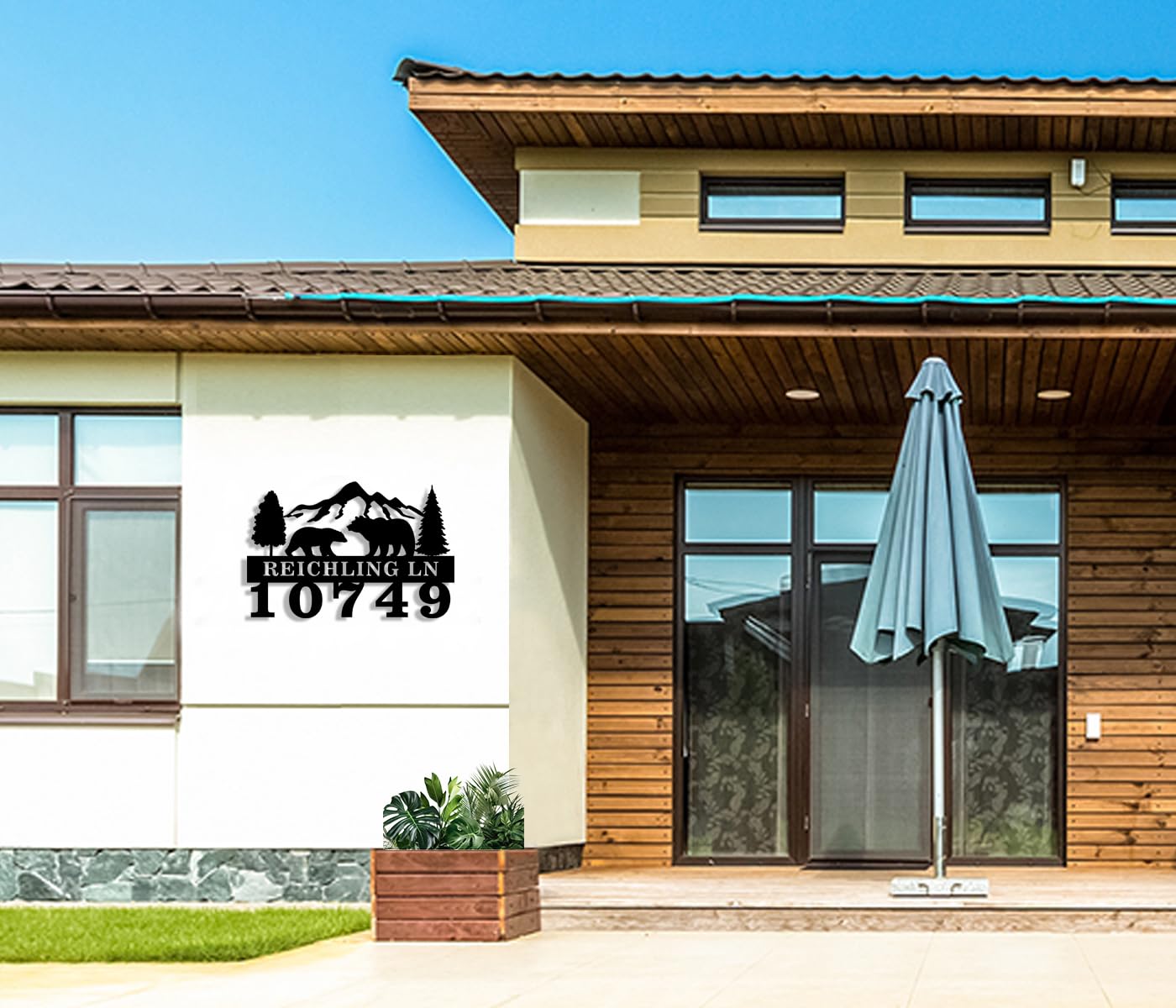 Handmade metal address sign for exterior display