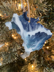 Handmade Resin Art ornament showing ocean waves