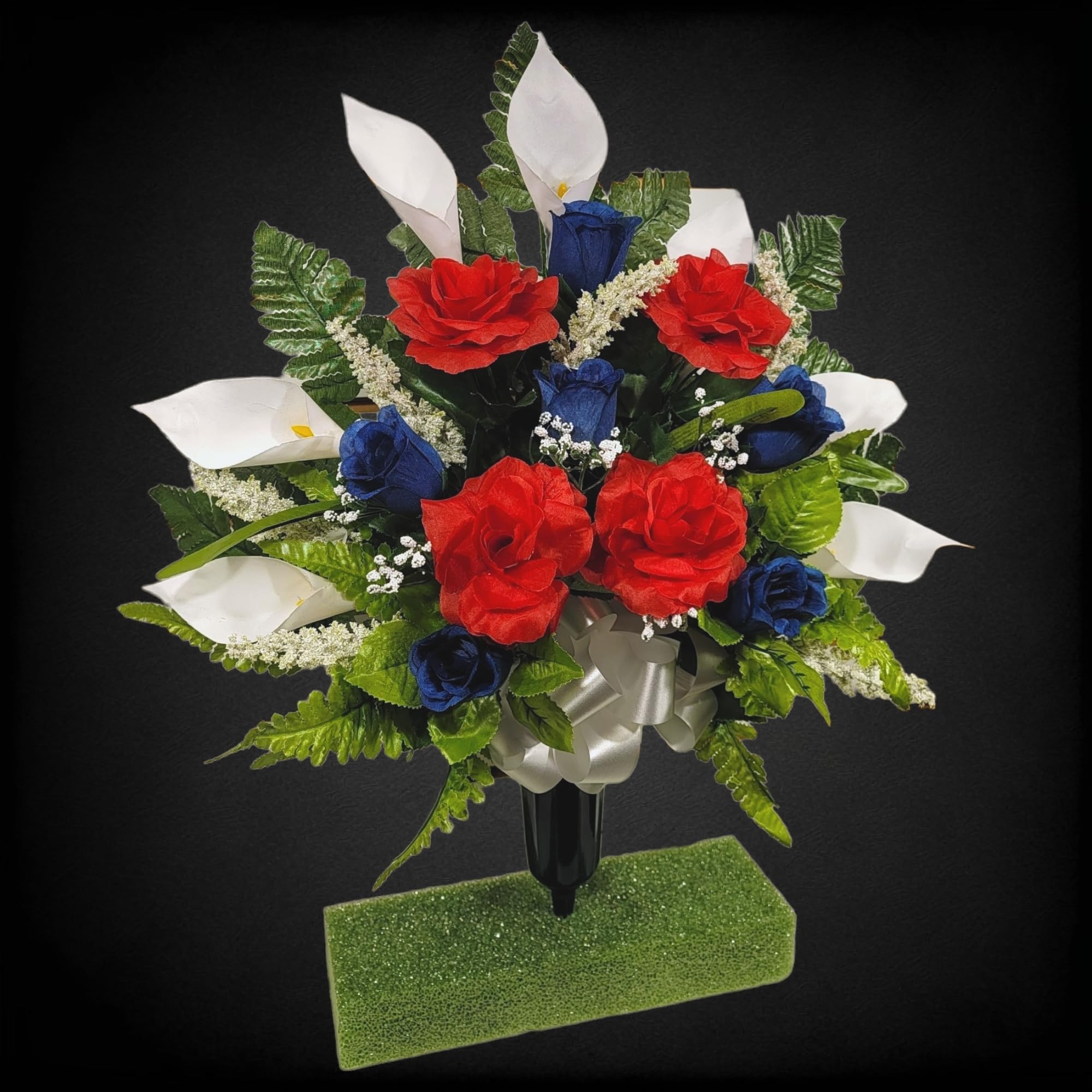 Handmade saddle with care cone by floral designers