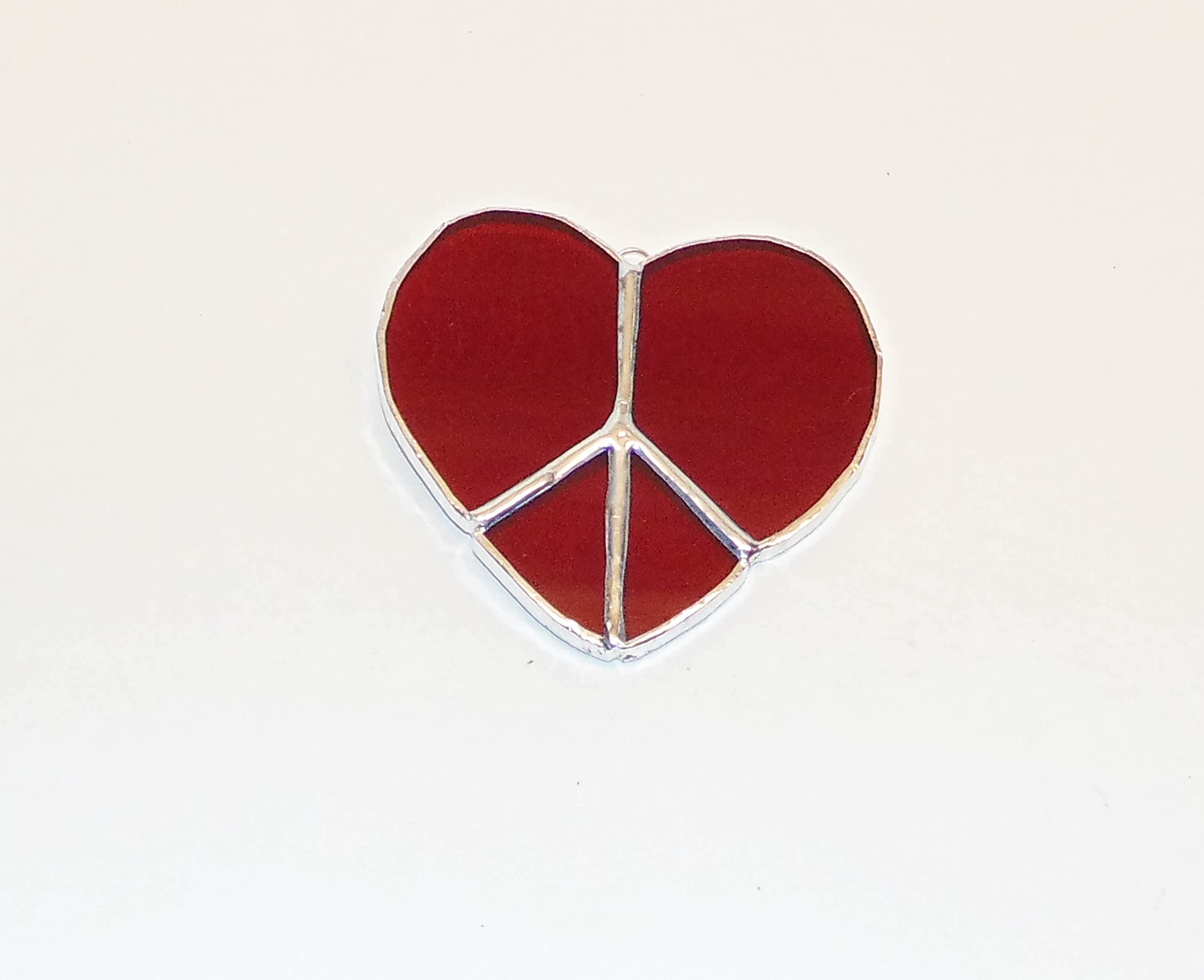 Handmade stained glass sun catcher in ruby red