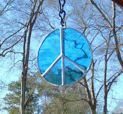 Sky blue glass sun catcher 3 inch round
