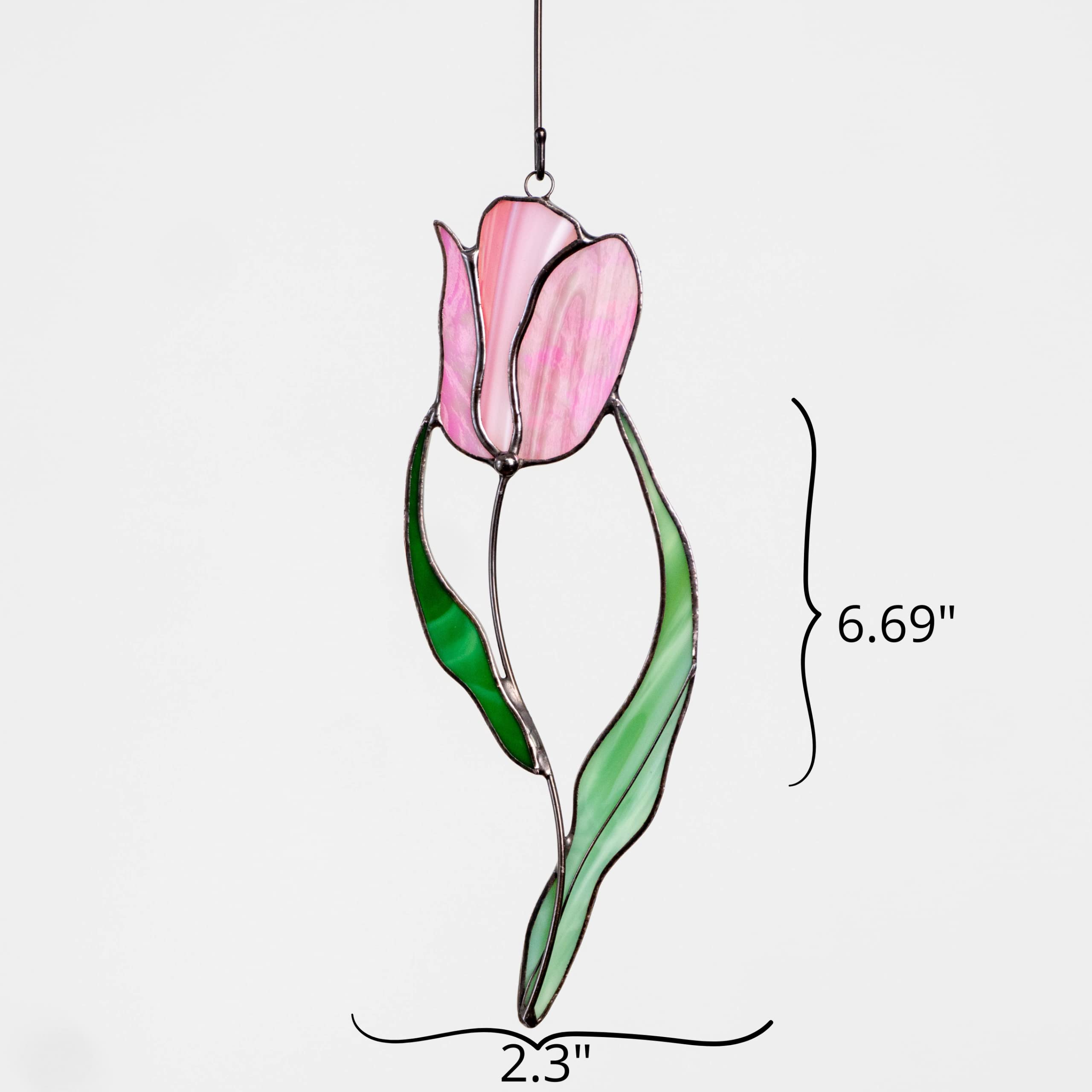 Handmade stained glass suncatcher with genuine materials
