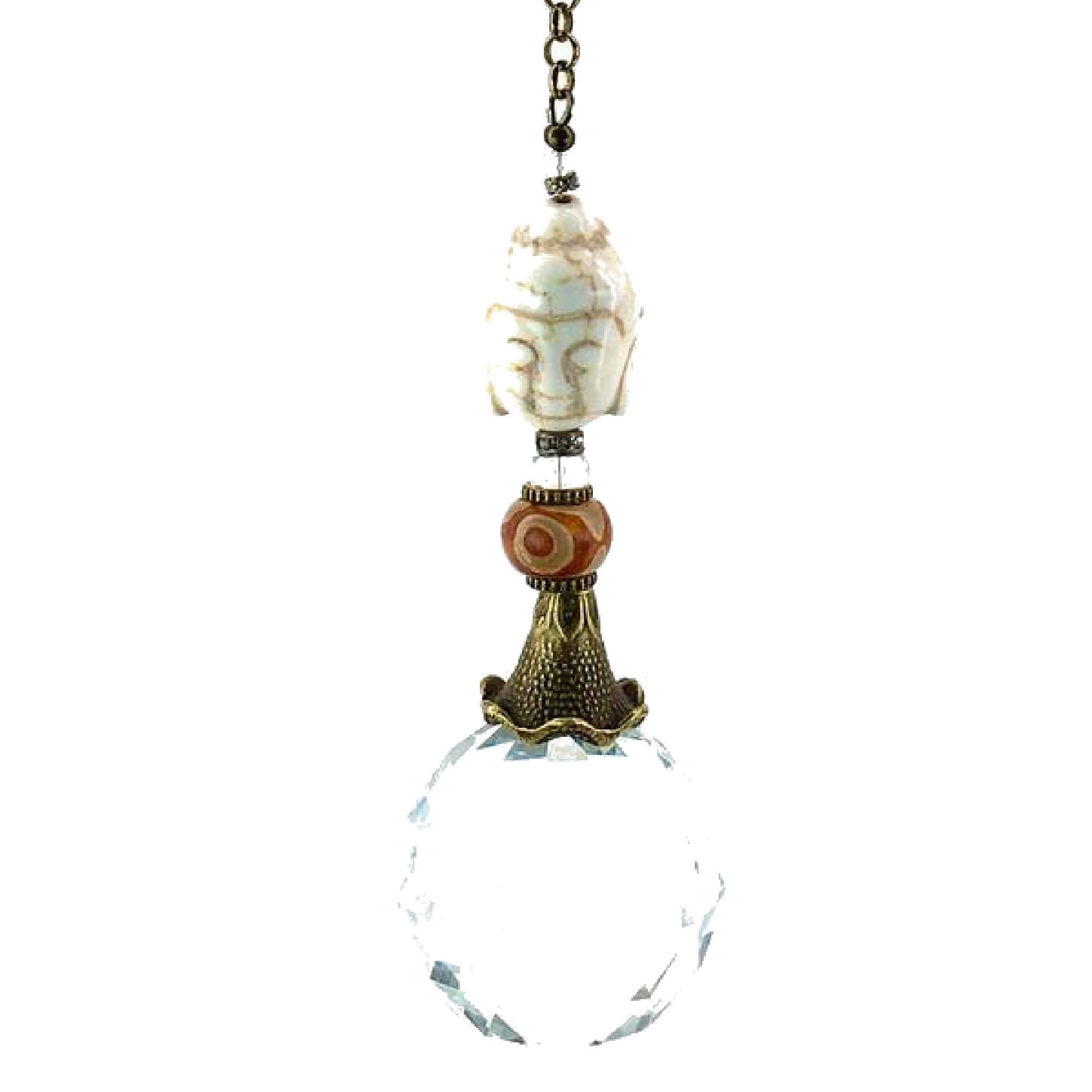 Handmade sun catcher with Buddha crystal and 40mm sphere