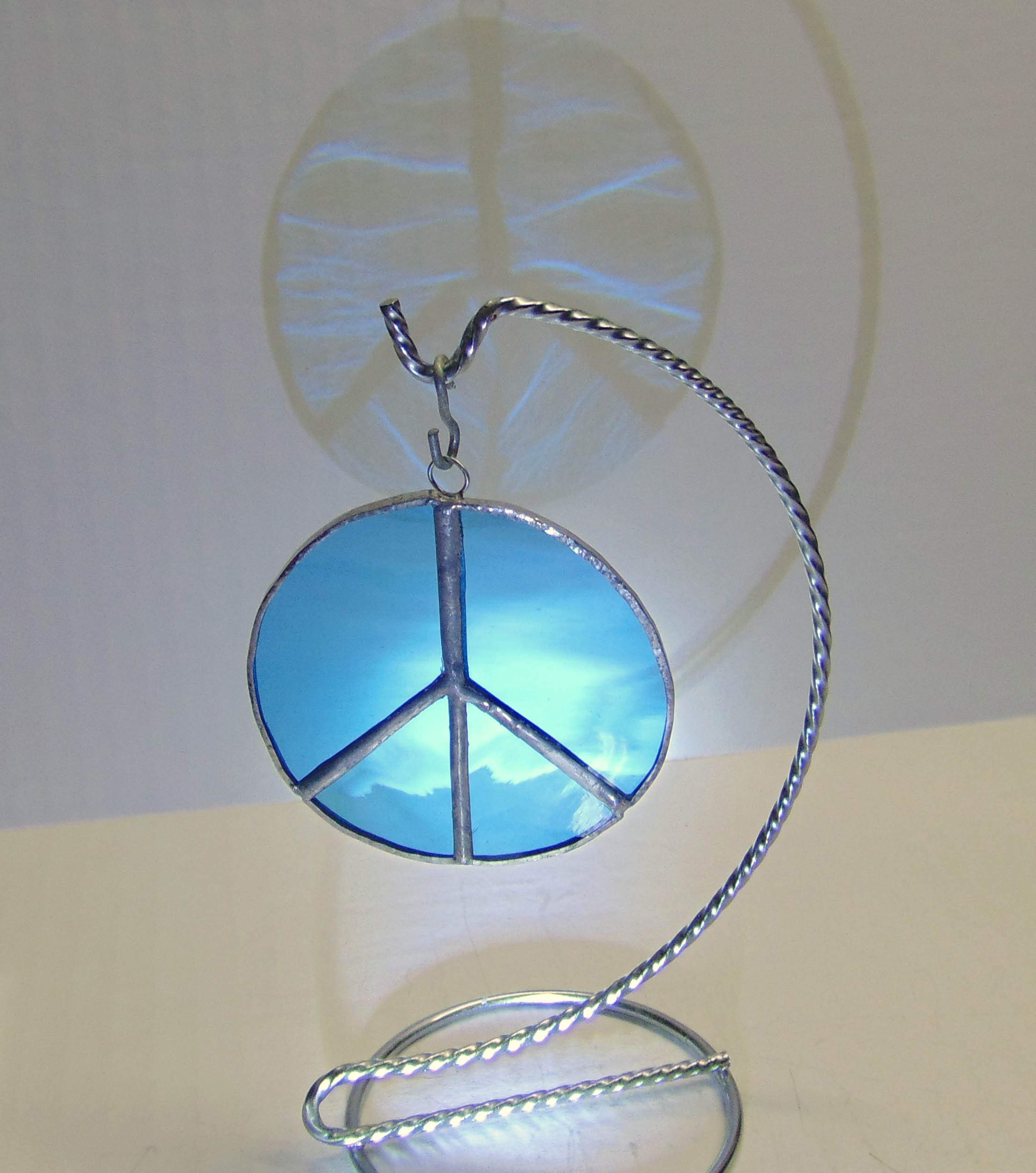 Peace sign sun catcher glass ornament close view