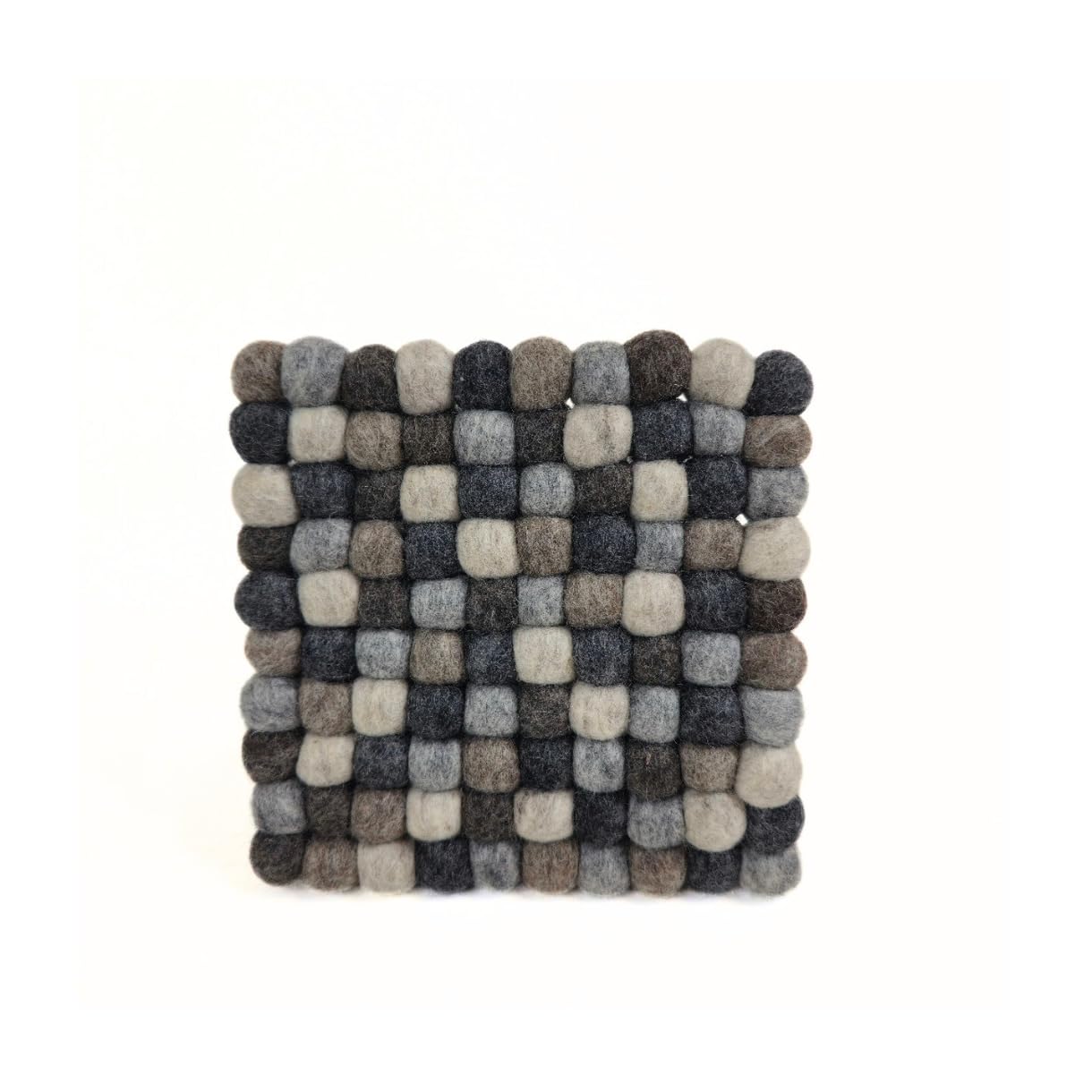 Handmade felt wool trivet 8x8 inch square gray set of 2