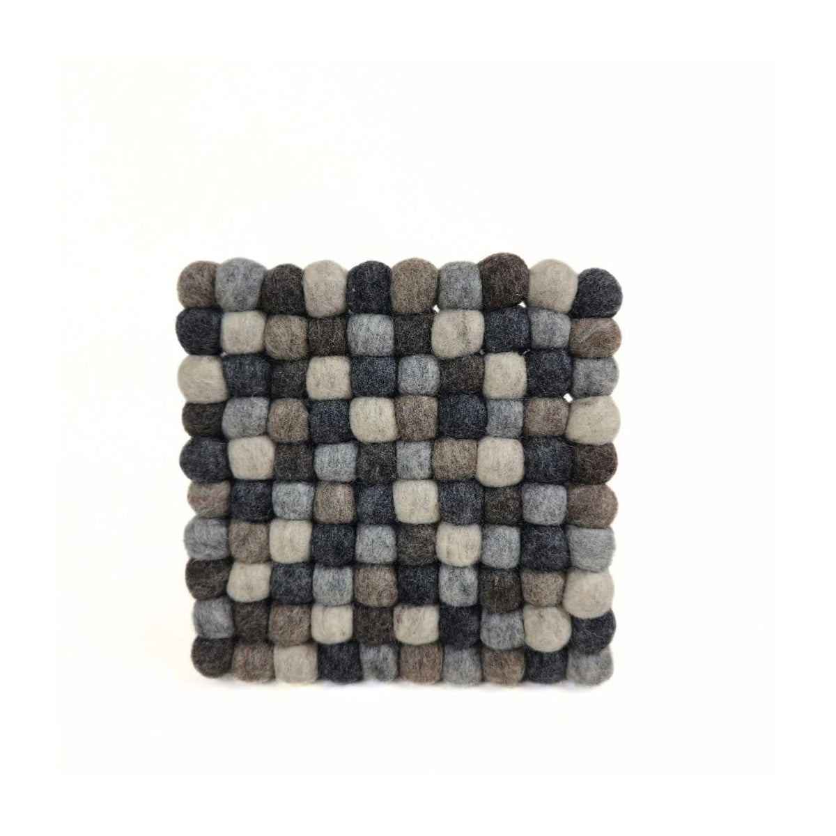 Handmade felt wool trivet 8x8 inch square gray set of 2