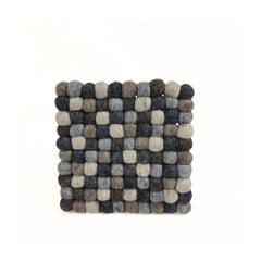 Handmade felt wool trivet 8x8 inch square gray set of 2