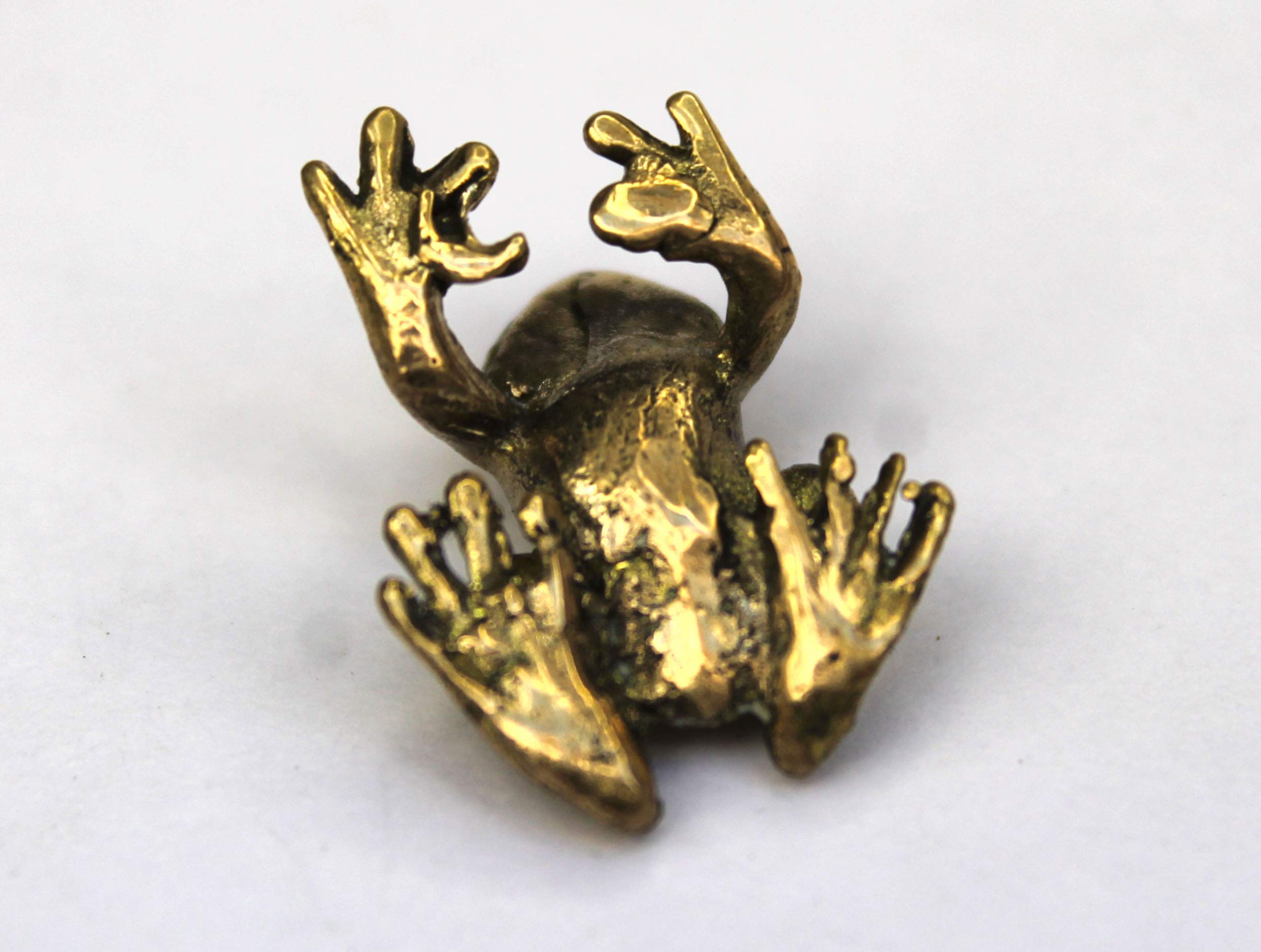 Handmade USA brass frog with antique patina