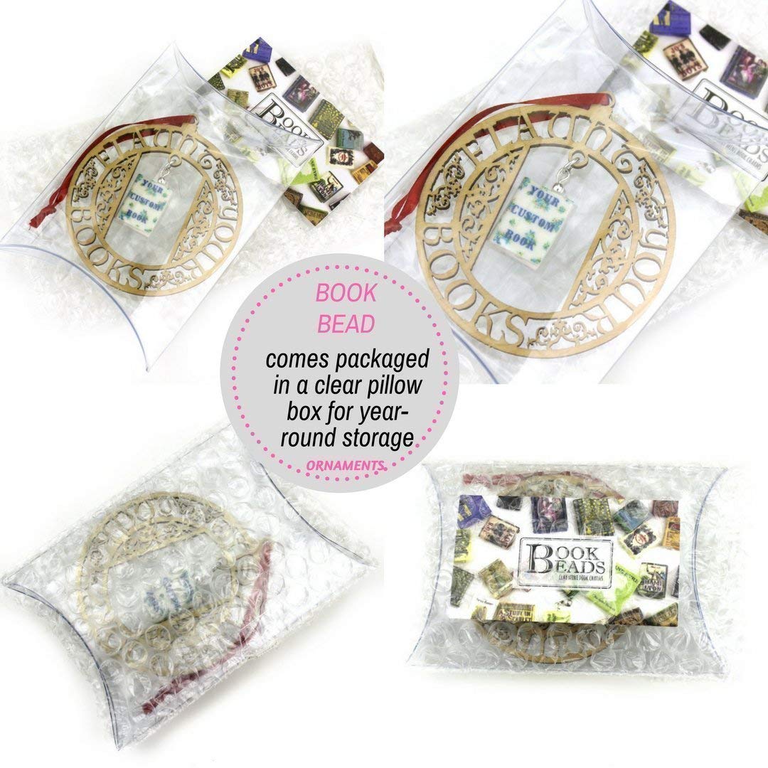 Handmade in the USA clay mini book bead ornament