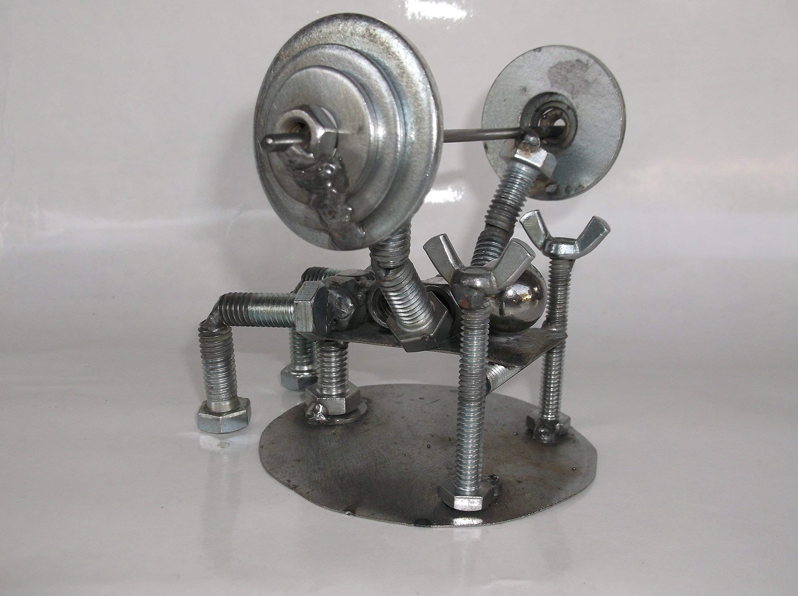 Handmade in USA weight lifter figurine display