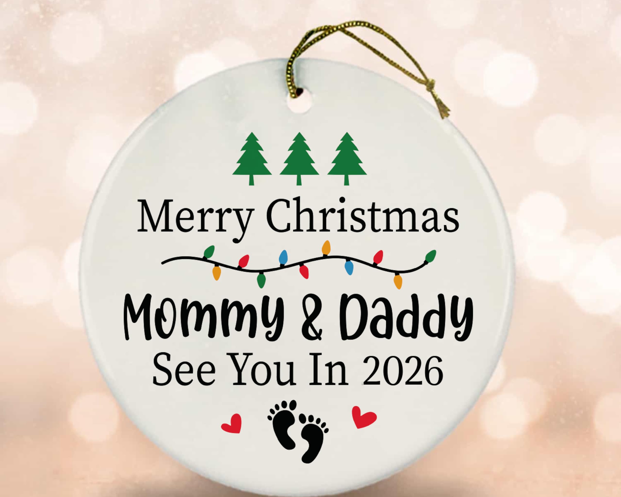 Gift-ready ornament for expecting parents Christmas decor