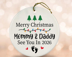 Gift-ready ornament for expecting parents Christmas decor