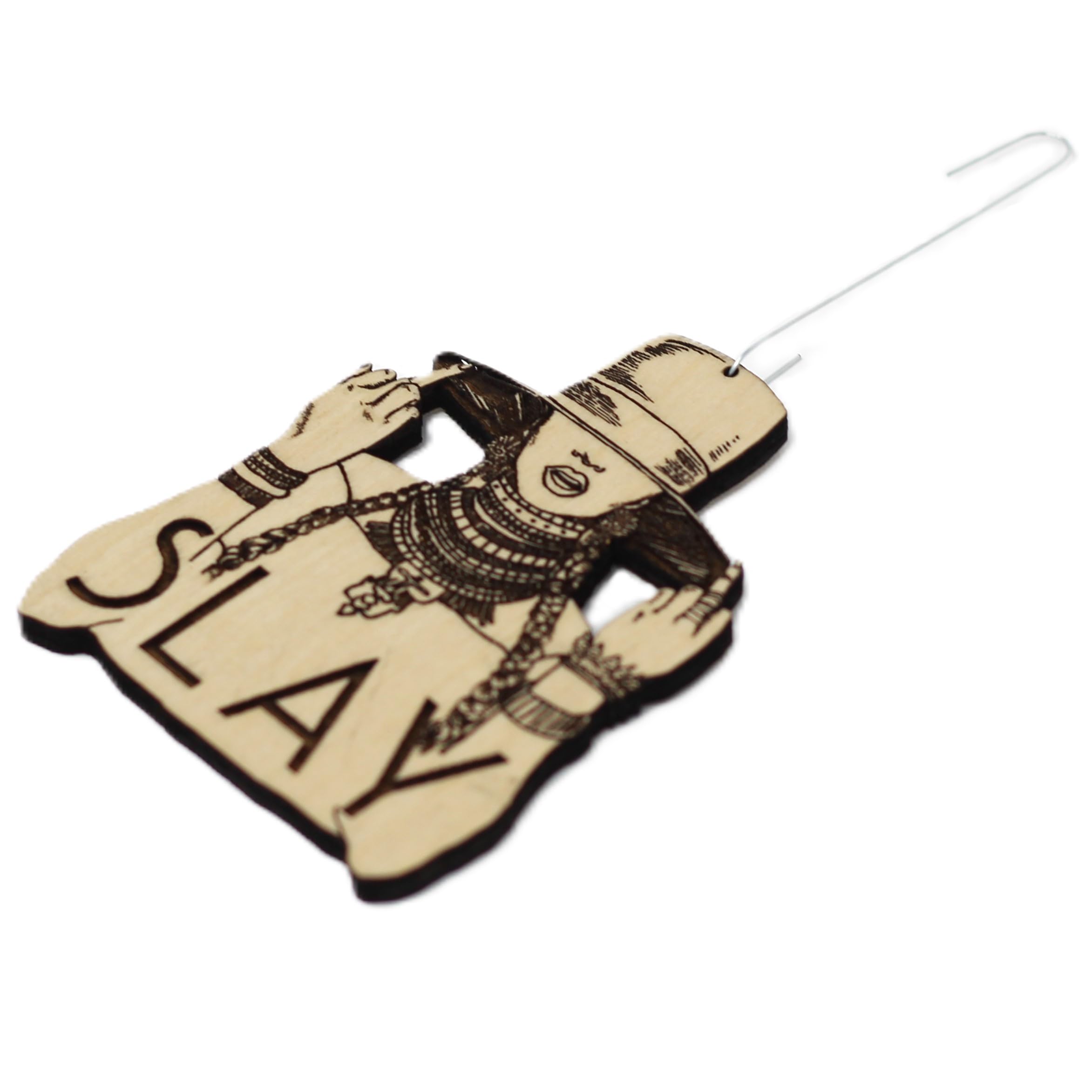 Gift ready Slay My Name ornament in birch wood