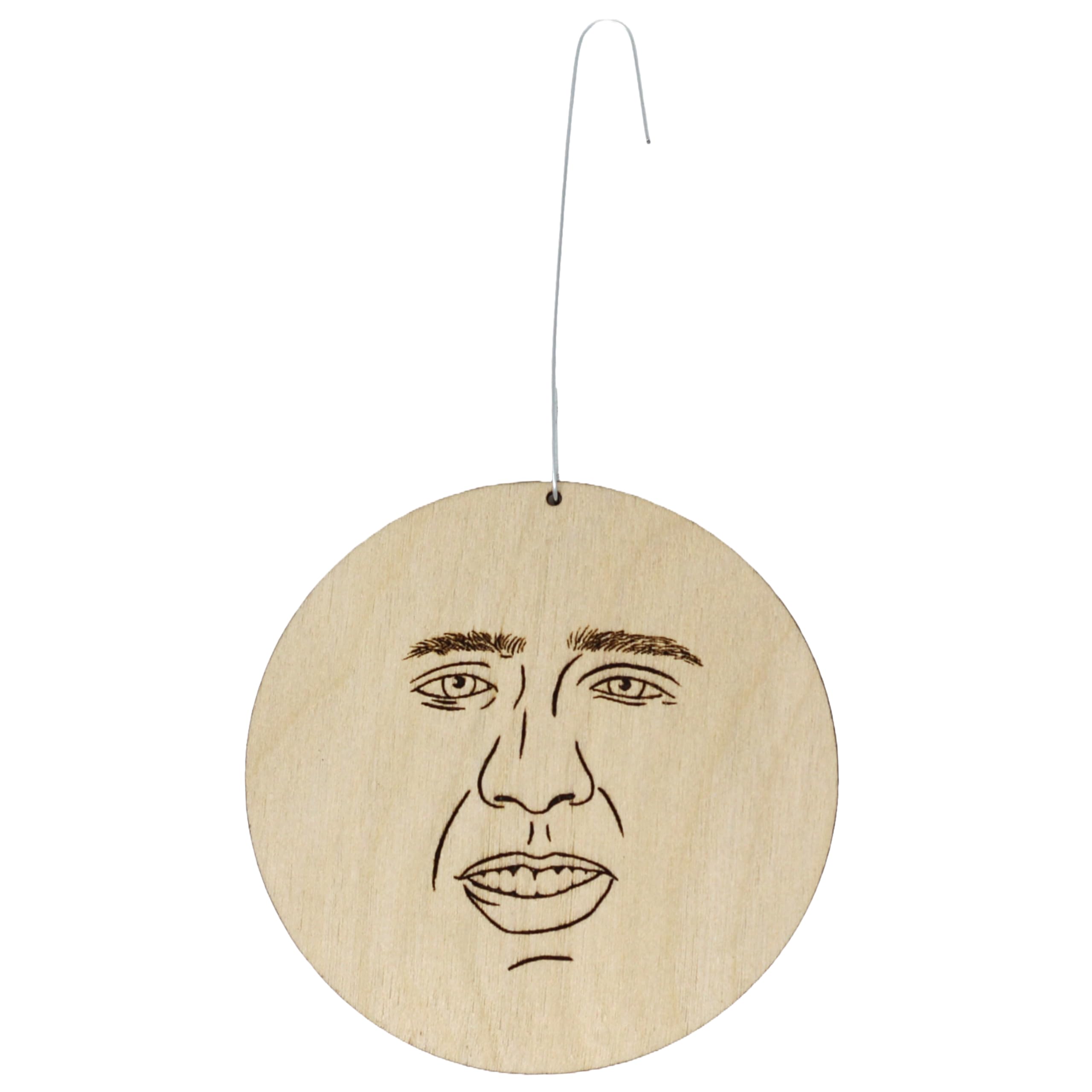 Hand-made in USA Nic Caged in Wood 3 inch Christmas Ornament