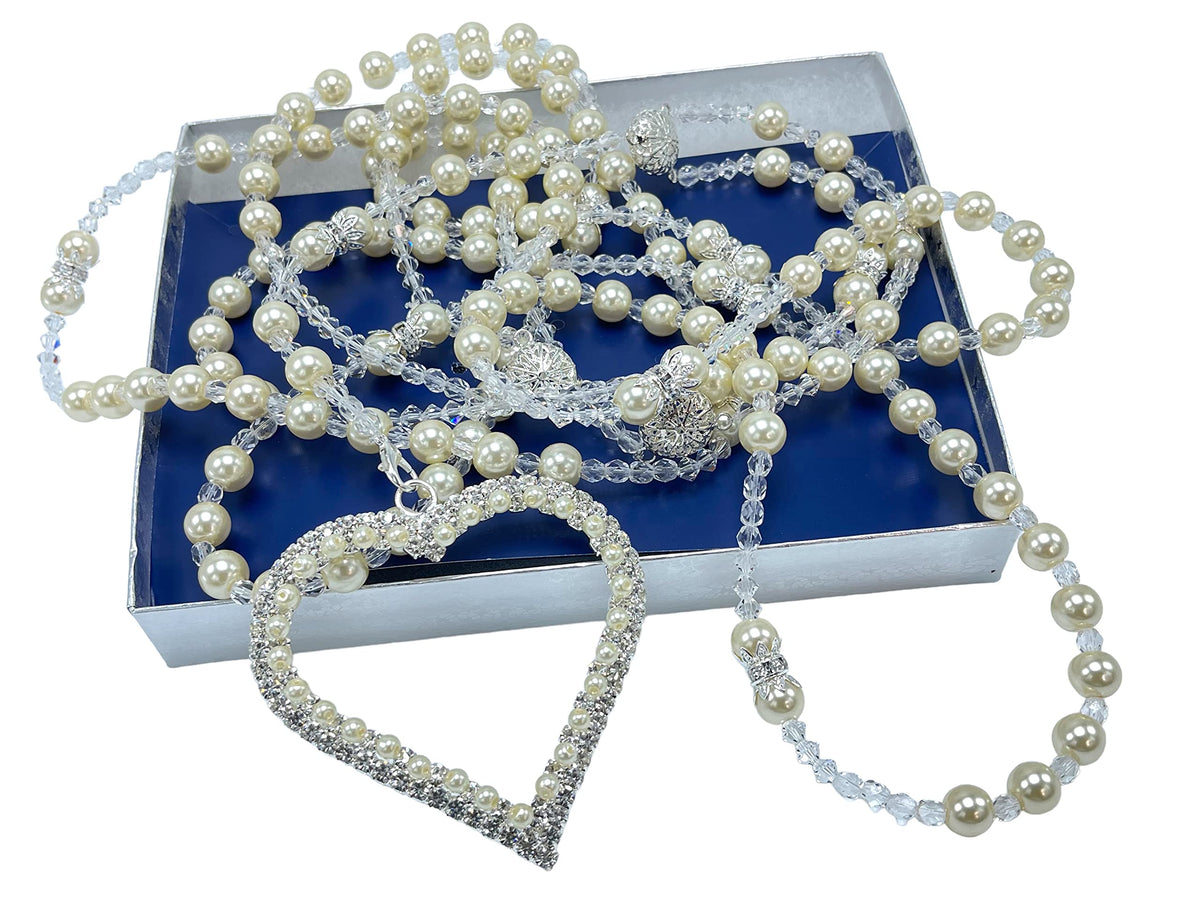 handmade beige crystal pearl wedding lasso