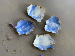 Handmade porcelain ring dish with 22 karat gold overglaze