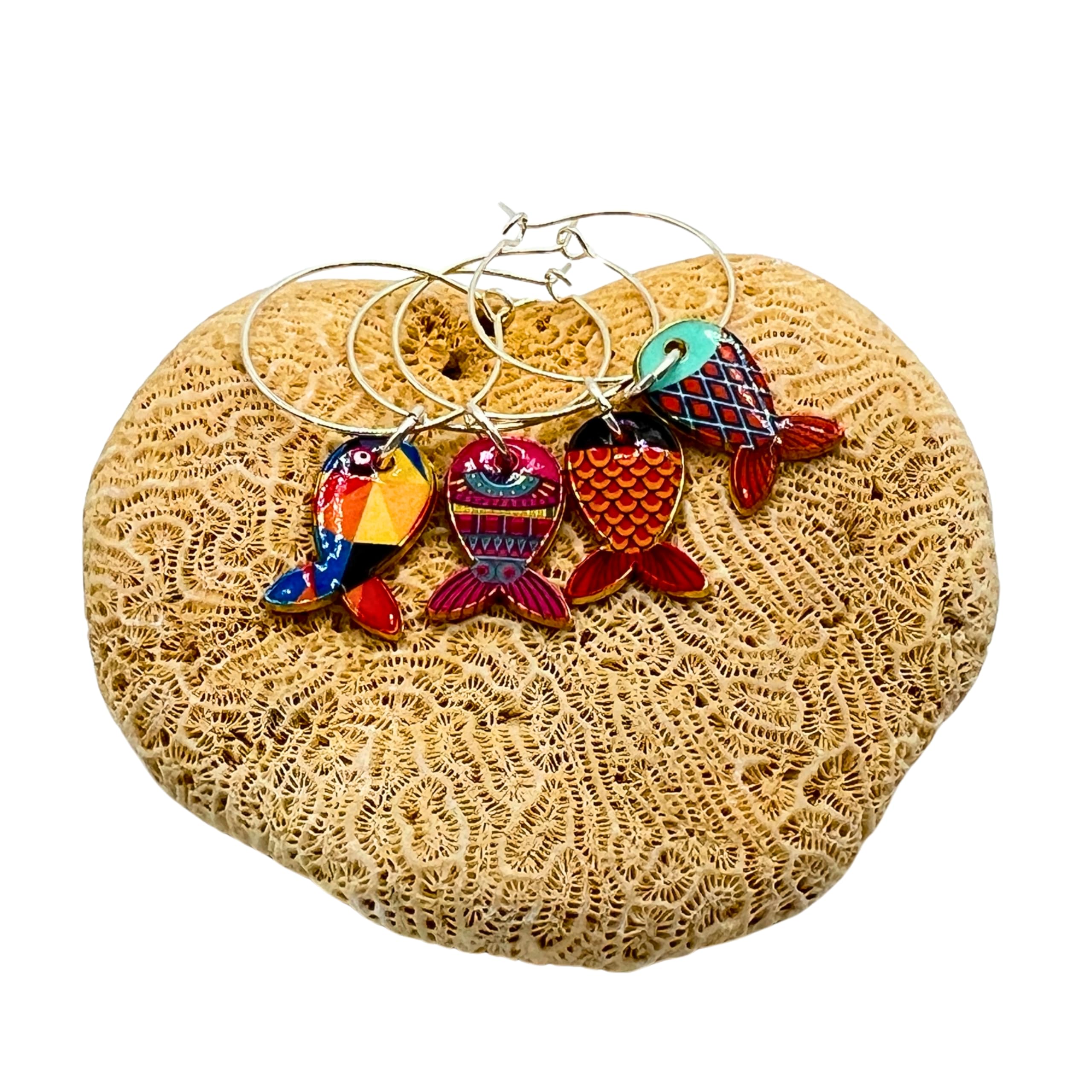 Handmade wine glass charms for beach lovers