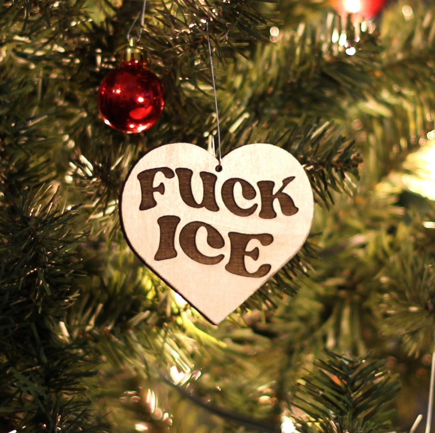 Birch wood handmade Christmas ornament Portland studio