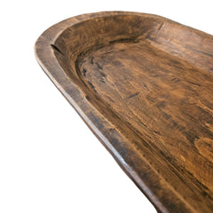 Handmade wood dough bowl close detail