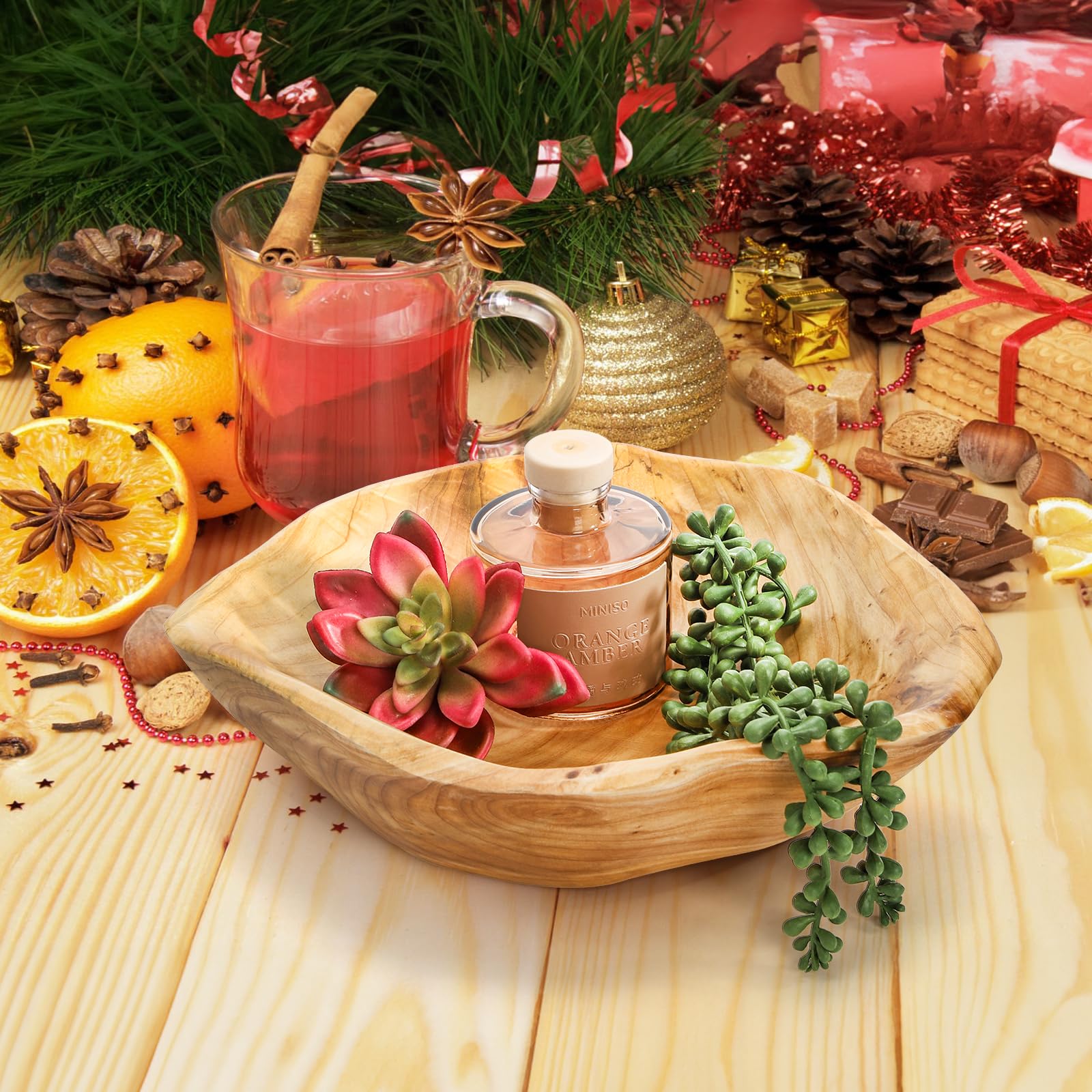 Giftable handmade wooden serving bowl for candy or fruit