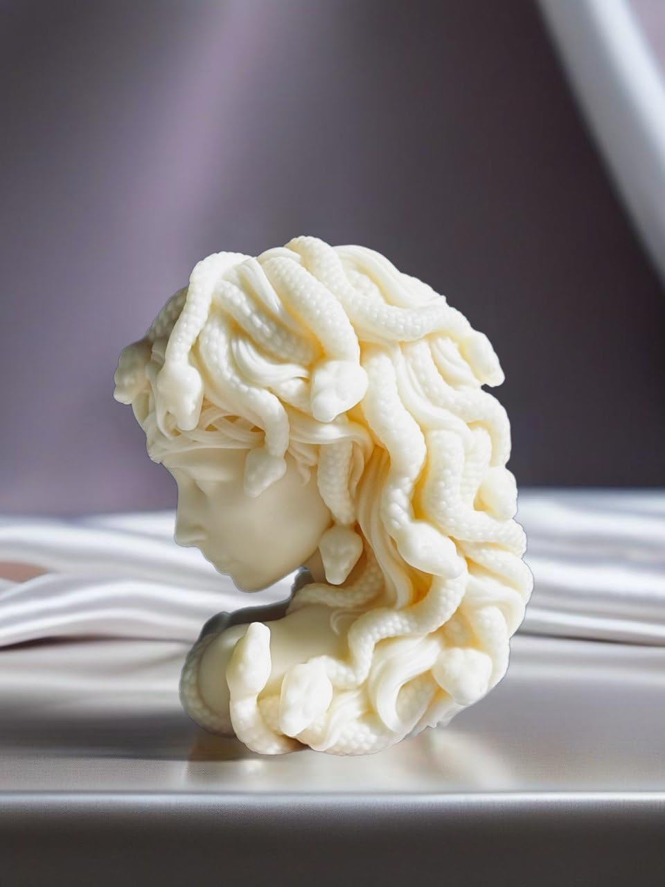 Handmaded Medusa snake head candle full sculpture view