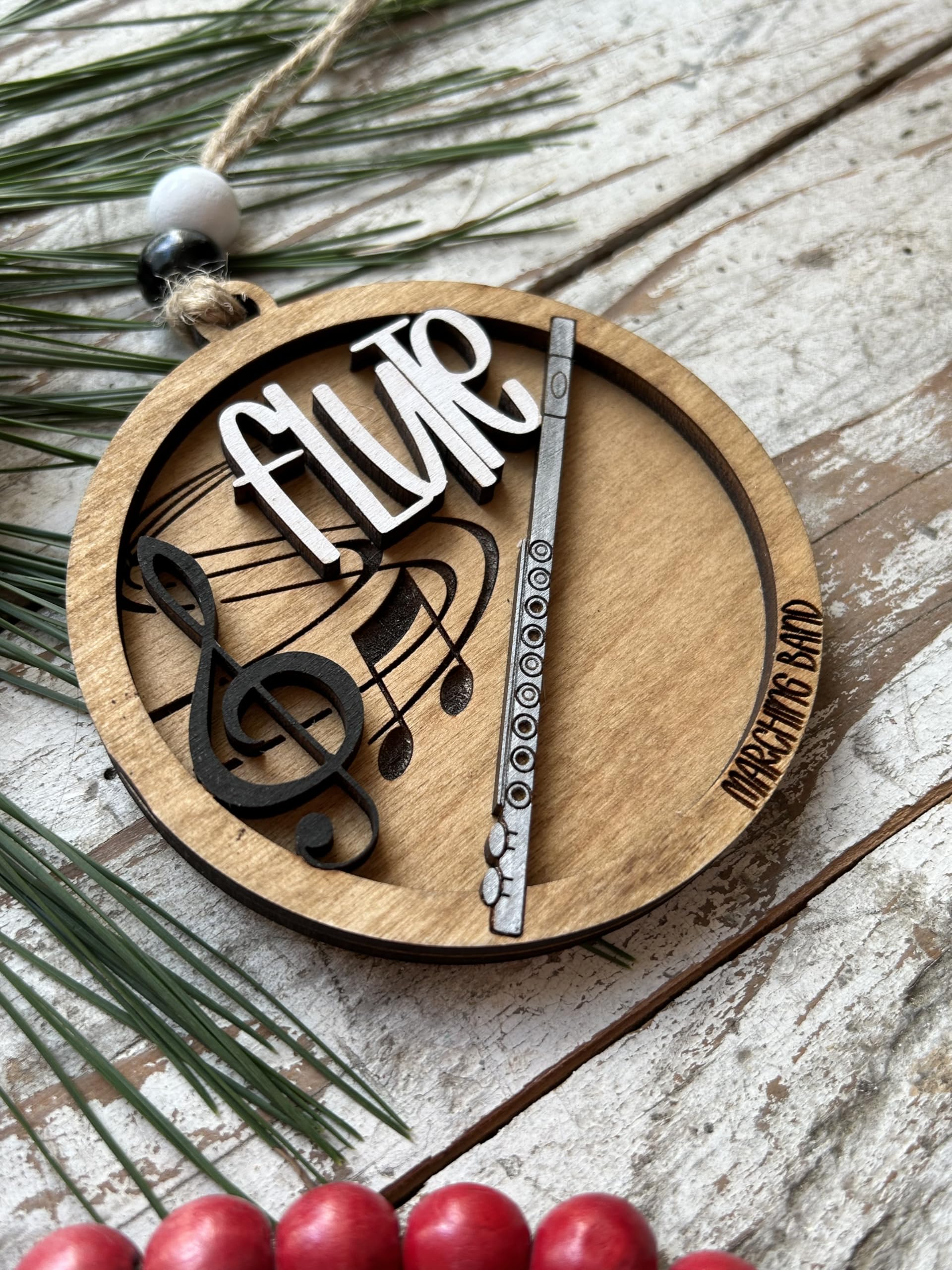 Laser cut and engraved flute ornament detail