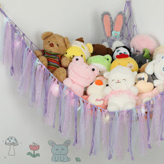 Handwoven cotton hammock storage for plush toys 39x39x59 inches