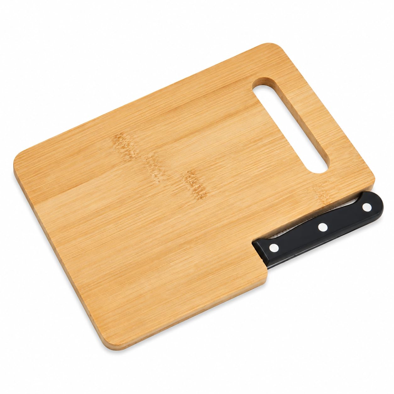 Handy Housewares bamboo cutting board 10x6 with built-in knife