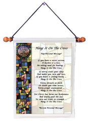 Hang It On The Cross personalized wall hanging canvas scroll 9.25 x 11.5 inches with hanging rod and cord