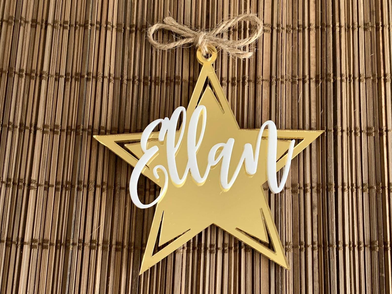 Custom names on star with laser cut finish
