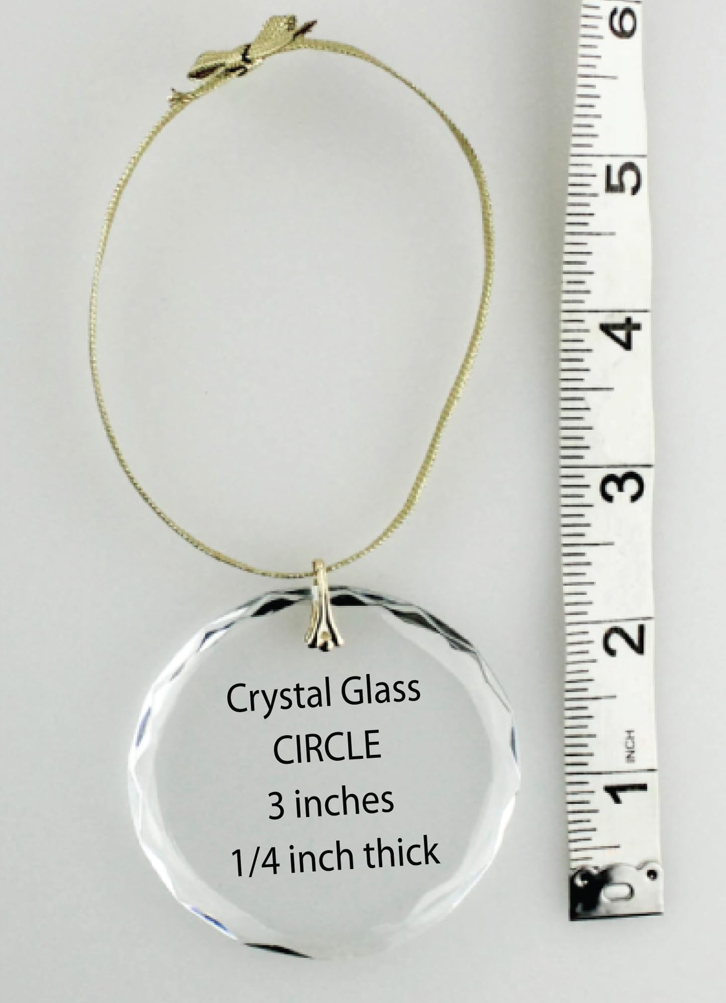 Clear crystal glass ornament size 3 inch diameter beveled edges